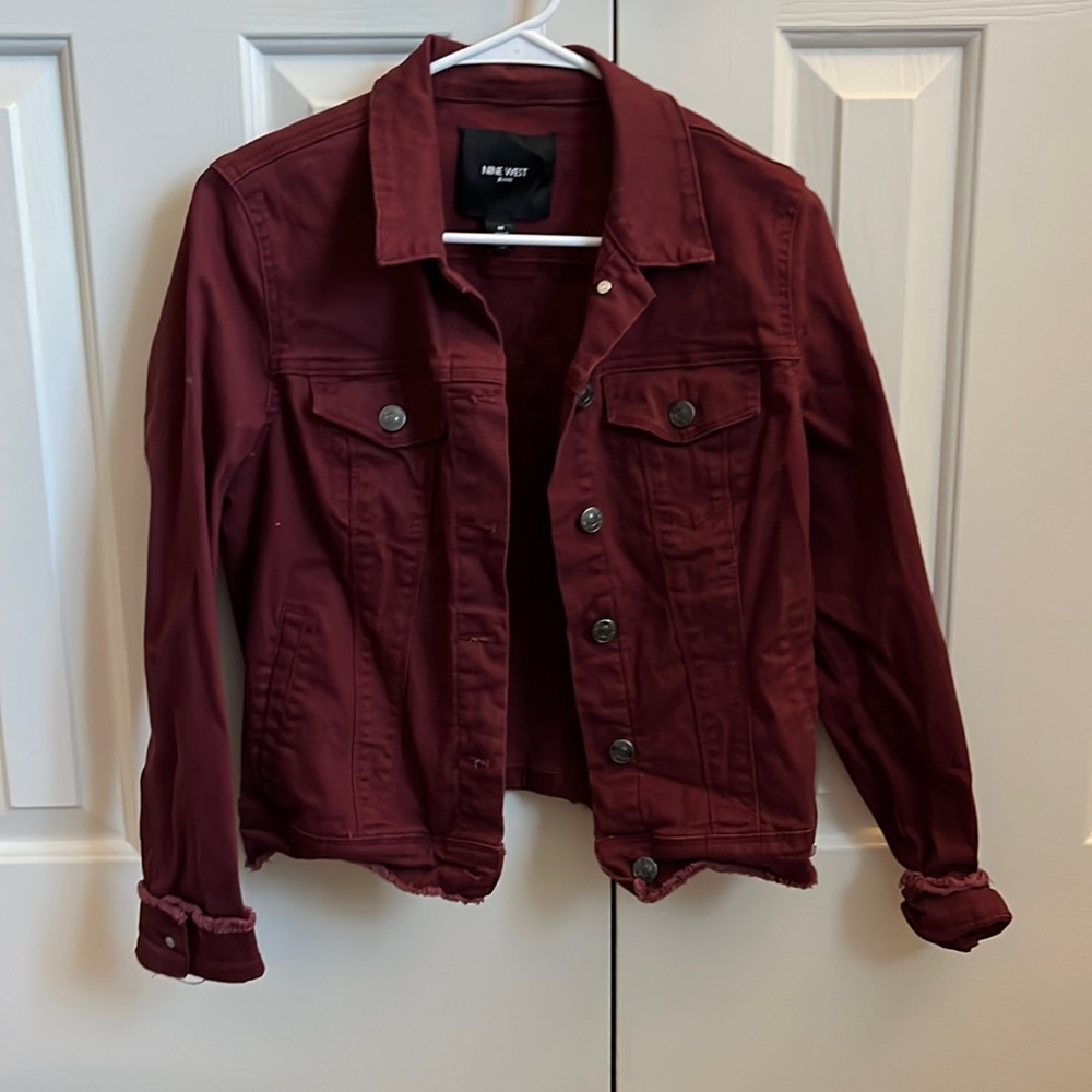 Nine West burgundy jean jacket, worn once, size M